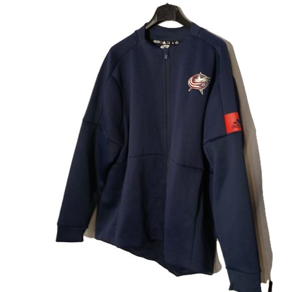 Columbus Blue Jackets Men's NHL by Adidas /Navy /Full Zip Warm Up/Excellent Cond - Picture 1 of 10